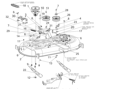 Deck Diagram and Parts List for XT2-LX42KH (13APA1CS210-Carb)(2016) Cub Cadet Lawn Tractor